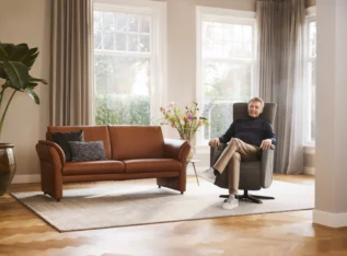 Sf B Serie Harris Relaxstoel Leer Bolzano Grey Chianti Relaxbank Leer Bolzano Cognac Man 203481