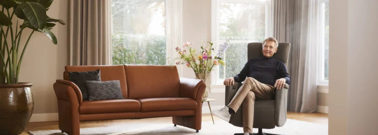 Sf B Serie Harris Relaxstoel Leer Bolzano Grey Chianti Relaxbank Leer Bolzano Cognac Man 203481